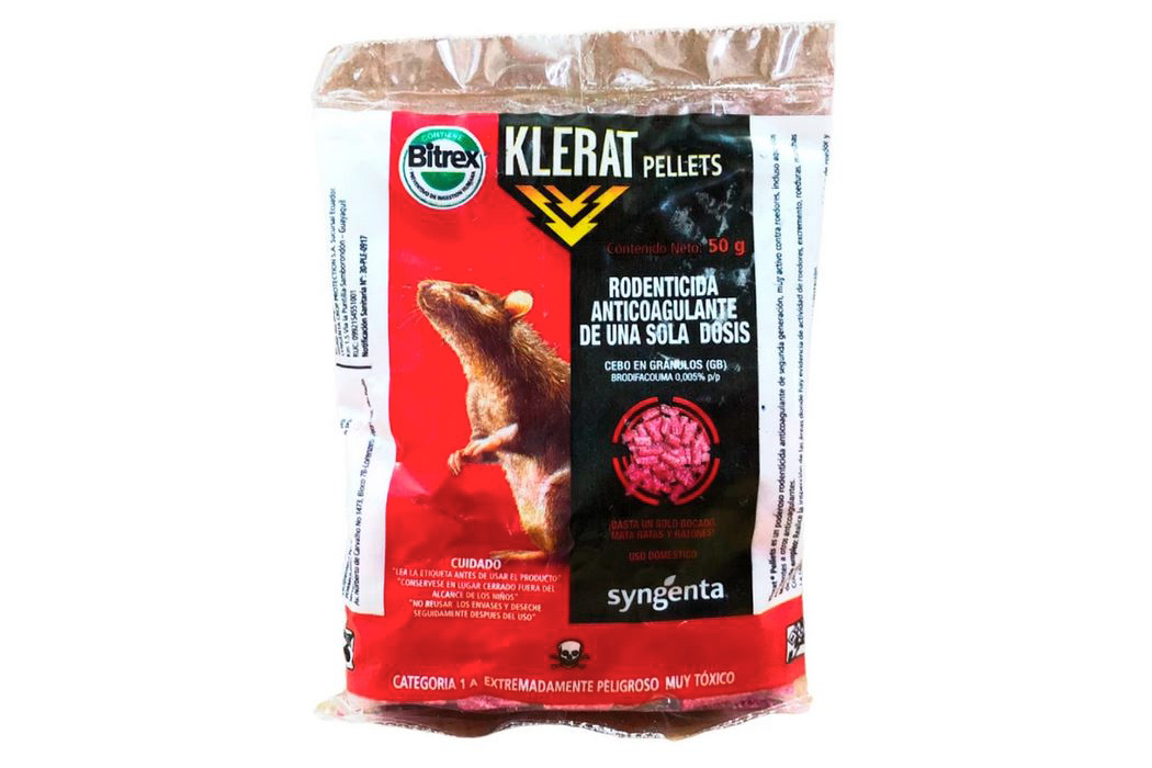 raticida pellet klerat10x10x50 gr caja